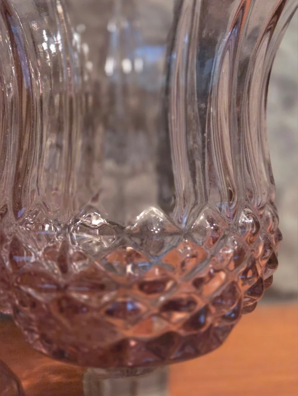Lot  of 2 Vtg HOMCO 1201 Cathedral Diamond Plum Glass Votive Cup Candleholders